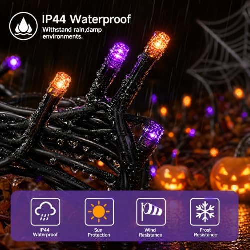 TW SHINE Halloween Lights, 200 LED 66FT Outdoor Halloween Lights Plug in with 8 Modes, Waterproof Light Outdoor, Indoor Decorations for Party Yard Haunted House Decor, Orange and Purple