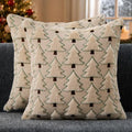 Allorry Christmas Pillow Covers 20x20 inch Set of 2 Christmas Decorations Soft Plush Faux Fur Wool Beige Xmas Tree Throw Pillow Cases Winter Holiday Decor for Sofa Living Room PT-012C20