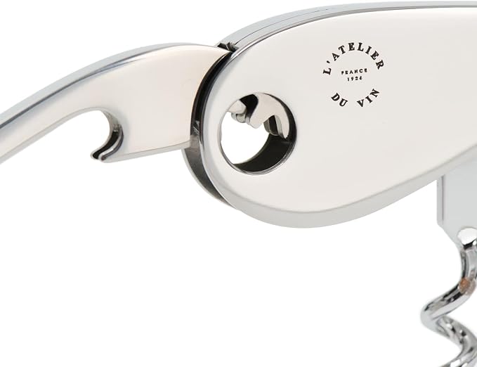 L'Atelier du Vin – Soft Machine Silver – Sommelier Corkscrew in Polished Stainless Steel – Professional Tasting Tool with Foil Cutter and Integrated Bottle Opener
