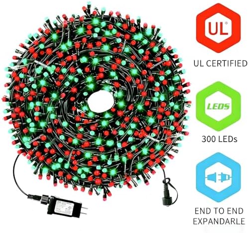 MZD8391 105FT 300LED Christmas Light, Christmas Tree Light, Red Green