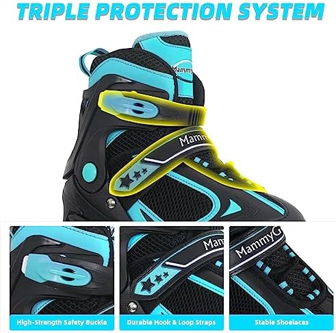 MammyGol Adjustable Inline Skates for Kids Boys Girls Youth Blades Roller Skates with Light up Wheels Ages 4-16
