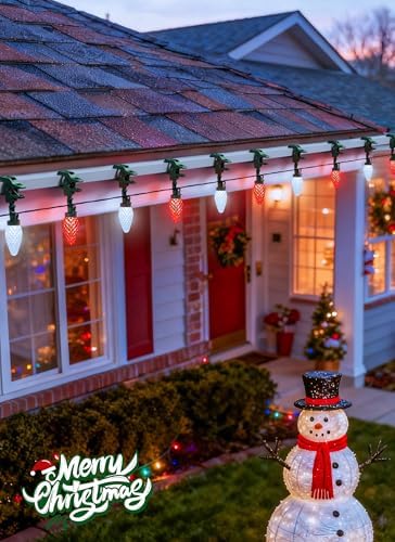 C9 Christmas Lights Outdoor, 102FT 150 LED String Lights with Spring Clips