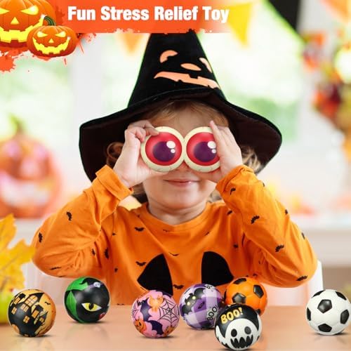 Gejoy 108 Pcs Halloween Sensory Fidget Balls, 2.5'' Mini Foam Relief Toys