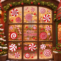 9 Sheets Christmas Window Clings Decor, Candy Cane Christmas Decorations