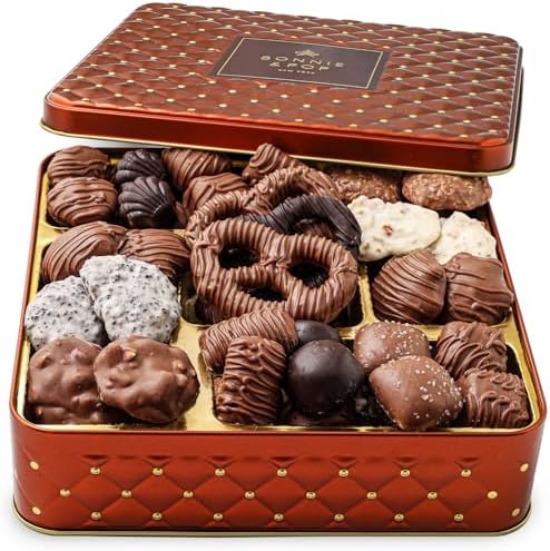 Chocolate Gift Basket, Candy Food Gifts Arrangement Platter, Gourmet Snack Box, Holiday Present Idea, Corporate, Employee Appreciation, Him & Her, Men Women Sympathy Family Parties & Get Well- Bonnie & Pop