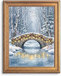 Framed Snowy Bridge Winter Art Print Gold Frame Inch 8x10