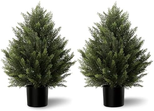 Vitalismo 2FT Artificial Cedar Trees Set of 2 for Outdoor Front Porch
