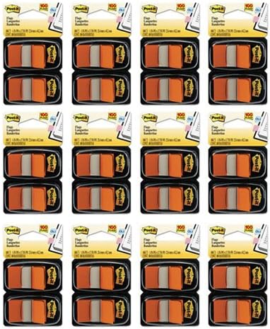 Post-it Flags, 1 inch, Orange Two Dispensers of 50 Flags, 12 Pack (680-OE2)