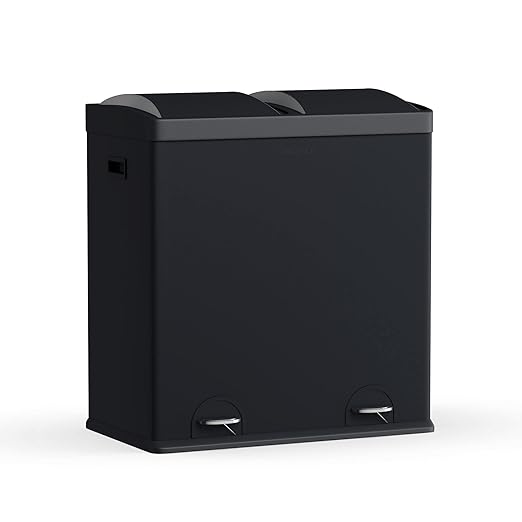 Step N' Sort The 60 Liter 2 Compartment Trash and Recycling Bin, Black (900602B)