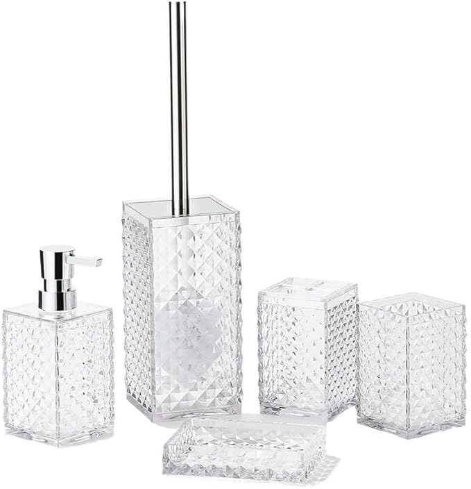 Bathroom Toiletry Set 5-piece Crystal Diamond-Shaped Hand Sanitizer Bottle Kit Toothbrush Cup Holder