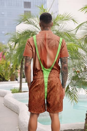 RAISEVERN Mens Romper Male Zipper Shorts Sleeve One Piece Bro Outfits