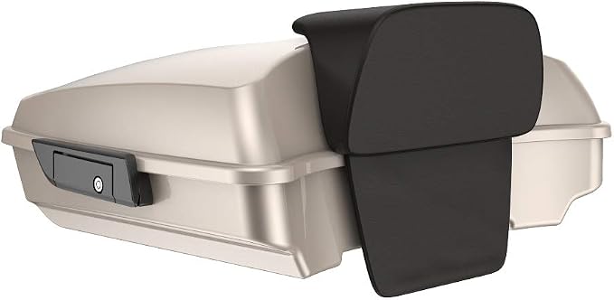Advanblack Harley Tour Trunk Pack Silver Fortune Razor Tour Trunk Pack Black Latches with Backrest Pad Fits for Harley Touring Models Road King, Road Glide, Street Glide, Electra Glide, 2014-2024