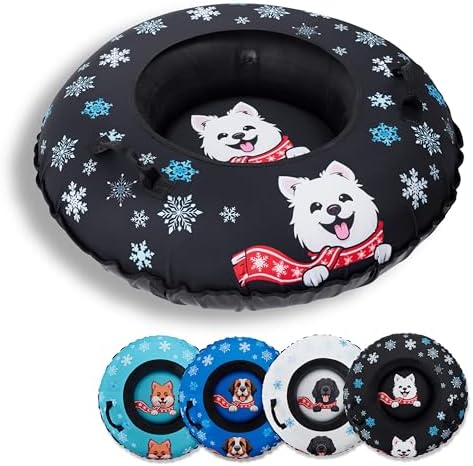 Snow Tube for Adults & Kids | Heavy-Duty Inflatable Snow Tube with Super Slick Base, Freeze-Proof 1000D Base | Durable Snow Tubes for Kids | Snow Dog Series