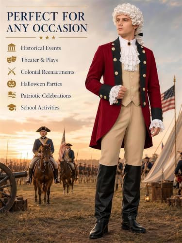 Founding Fathers Costume Set for Men - 7PC Colonial Costume Men