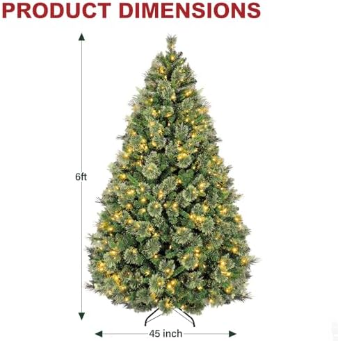 Hykolity 6 ft Prelit Artificial Christmas Tree with 350 Warm White LEDs