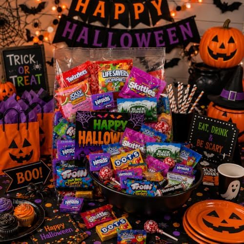 Halloween Bulk Candy Variety Pack - 8lb Halloween Candy Individually Wrapped - Assorted Candy for Trick or Treat, Party Favors, Goodie Bags & Office Snacks - Pinata Candy Assortment - 8 Pound Box of Candy