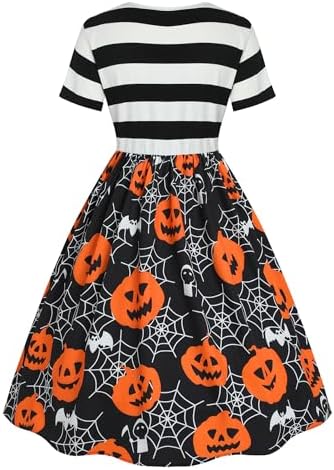 ZEZCLO Women's Plus Size Halloween Dress Pumpkin Halloween Costume Dresses