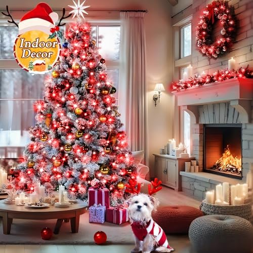 KNONEW 403FT 1000 LED Christmas String Lights Outdoor Green Wire Fairy Light 8 Modes & Timer Plug in Waterproof LED String Lights for Xmas Yard Tree Wedding Party Holiday Decorations(Red)