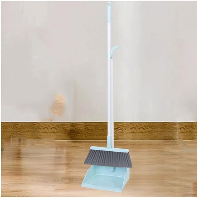Modern Standing Dustpan and Broom Set for Home Self-Cleaning with Dustpan Teeth and Broom Long Handled Convenient