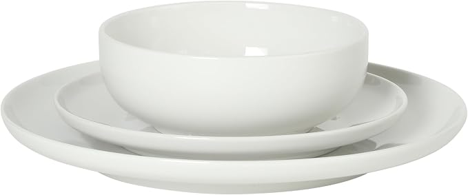 Gibson Home Havenstone 12-Piece Porcelain Dinnerware Set – Dinner Plates, Salad Plates & Bowls, Classic White Everyday Dish Set for Home, Kitchen, Microwave & Dishwasher Safe