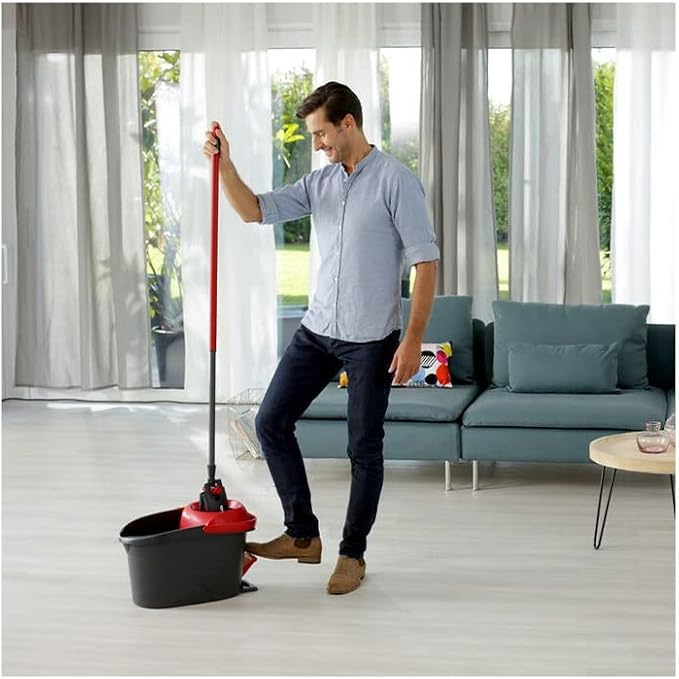 Vileda Floor mop, Microfibre, red, Set