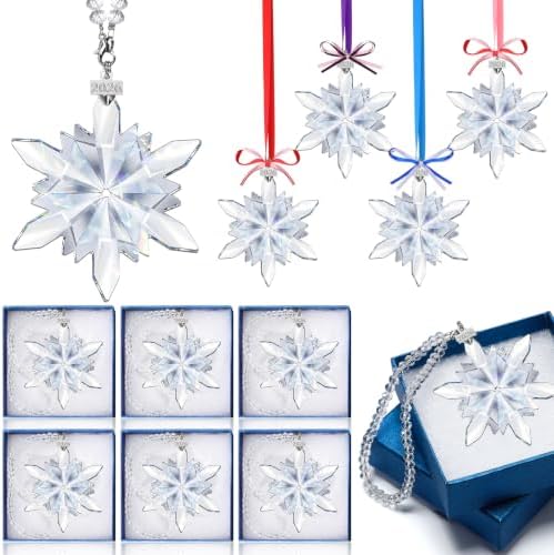 Roowest 10 Sets Christmas Crystal Snowflake Ornaments Glass, Chic Style