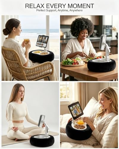 Miledi Tablet Pillow Stand for Bed with 360° Rotating Holder, Black