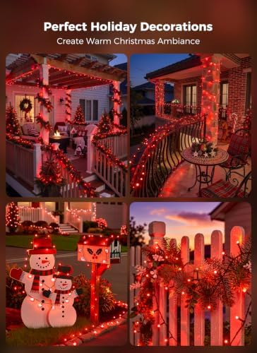 6 Pack 600LED Solar Christmas Lights Outdoor Waterproof, Red 240 FT