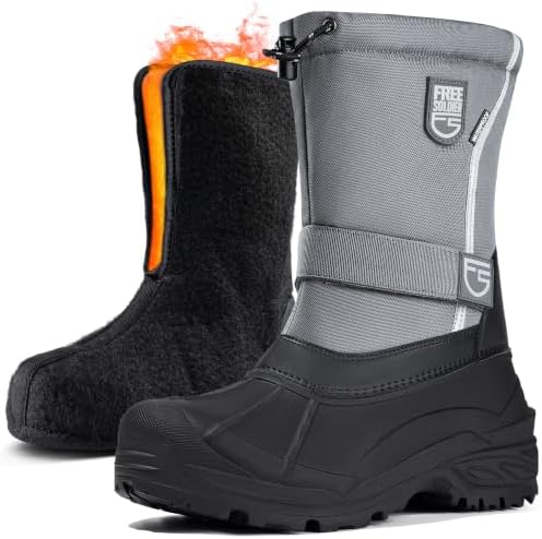 FREE SOLDIER Men's Waterproof Winter Shell Snow Boots with Removable Liner