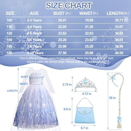 Davvew Princess Dresses for Girls Light Up Princess Costume for Little Girls Christmas Halloween Costume for Kids Toddler