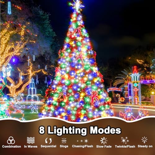 114 FT 350 LED String Lights Outdoor Indoor, Christams String Lights Waterproof 8 Modes & Timer, Fairy Lights Plug in for Bedroom, Weeding, Patio, Party, Holiday,Christmas Decor（Multicolor）