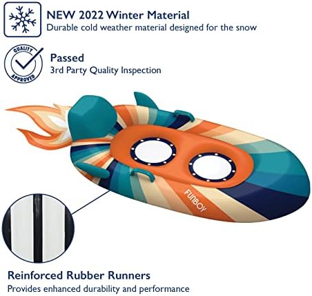 FUNBOY Winter Kids Inflatable Snow Sled, Rocket Groovy