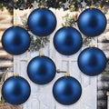 Wettarn 8 Pcs 6" Dark Blue Christmas Tree Plastic Ball Ornaments