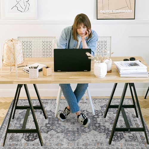 chakme Office Chair Mat for Hardwood Floor, 60"x45" Easy Glide Computer Desk Mat Protector for Rolling Chair Under Desk Rug Nonslip Backing, Machine Wash, (Boho)
