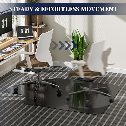 Desk Chair Mat for Low Pile Carpets, 36"x48" T-Shape，Black