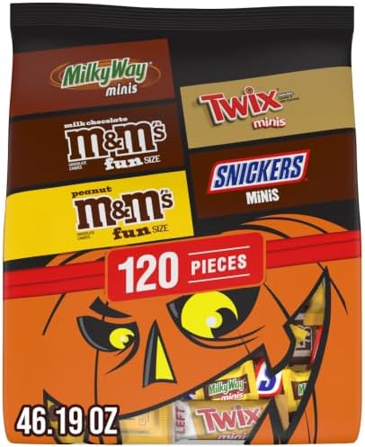 M&M'S, SNICKERS, TWIX & MILKY WAY Milk Chocolate Halloween Candy Bag Variety Pack, Assorted Chocolate Candy for Halloween Party Favors, Trick or Treating and More, 120 Ct Bag