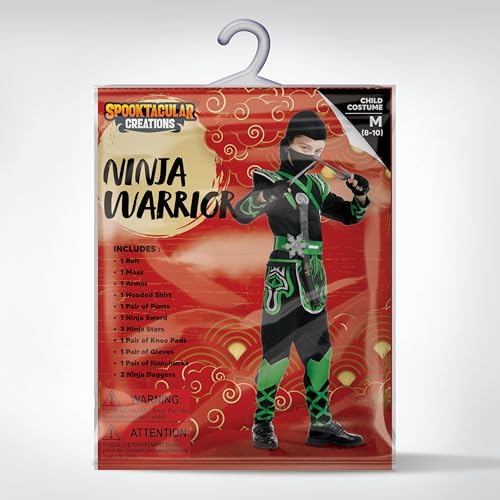 Spooktacular Creations Kids Ninja Costume, Child Boy Ninja Outfit Set, Halloween Costume for Toddler Themed Dress Up Party