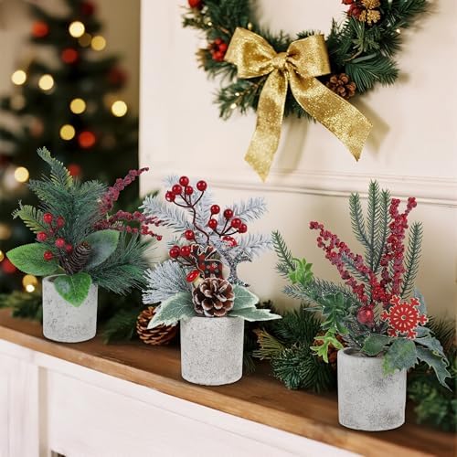 winemana 3 Pack Mini Christmas Trees Holiday Table Decorations for Office