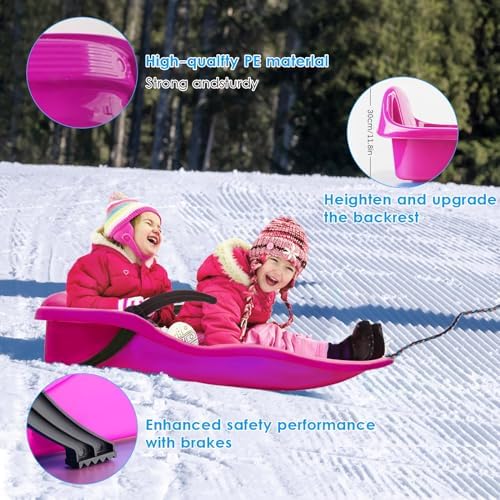 Two-Person, Two-Seater Thickened Sledges, Two-Handle Children's Sledges, Frost-Resistant and Wear-Resistant Sledges, Sledges with Pull Ropes