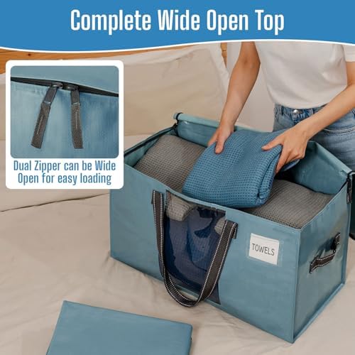 VENO Moving Bags, Wide Open Top, Clear Window, Light Blue, 6 Pack