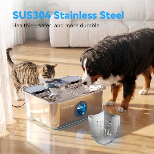 16L/541oz Stainless Dog Water Fountain with Dual‑Set Multi‑Layer Filtration