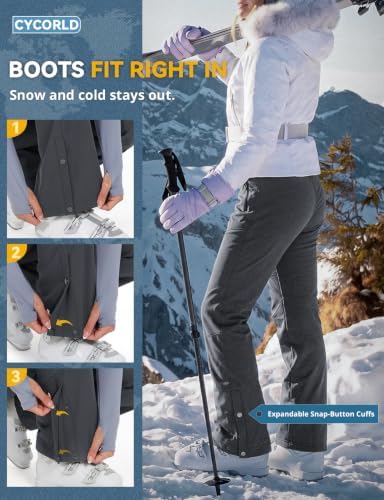 Cycorld Womens Snow Pants: Warm Fleece Lined Ski Pants Softshell
