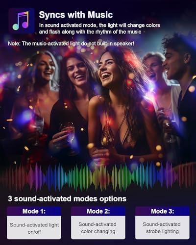 Luditek Sound Activated Party Lights with Remote DJ Lighting, Disco Ball Strobe Stage Light for Home Room Dance Parties Birthday Karaoke Stocking Stuffers New Years Eve Halloween Christmas Decorations