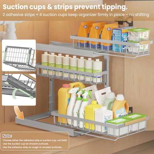 Under Sink Organizer for Kitchen and Bathroom Cabinet Pull Out storage
