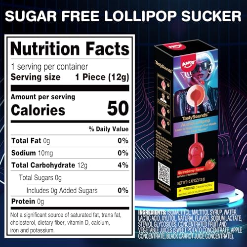Amos Music Lollipop Candy, Audio Singing Lollipop, Unique Mother's Day Treat, Individually Wrapped Natural Strawberry Flavor (1 Pack)