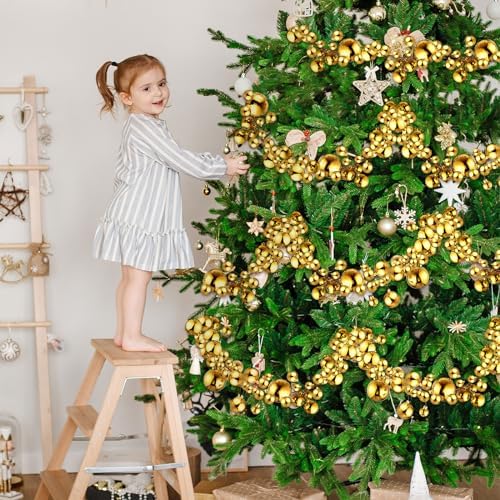 2 Pcs 6 ft Christmas Ball Ornament Garland, Gold