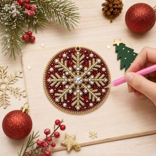 6PCS Christmas Ornaments DIY Pearl Diamond Art Kits for Adult Holiday