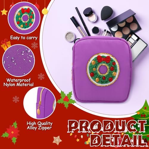 Abbylike 12 Pcs Christmas Preppy Patch Makeup Bags Bulk (Classic, Assorted)