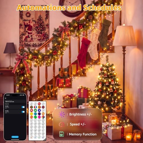 Ollny 500 LED Smart Christmas Cluster Lights, 16.4FT App & Remote Control