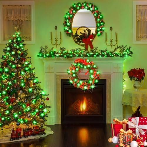 KNONEW Outdoor Christmas Lights 300 LED 99ft String Lights 8 Modes & Memory Fairy Light Plug in Waterproof LED String Lights for Xmas Yard Tree Wedding Party Holiday Decorations(Green)
